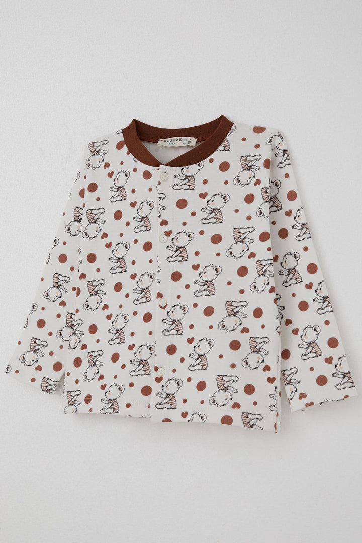 BRE Breeze Baby Boy Pajama Set Baby Cute Bear Patterned 4 Months Year, Ecru - La Louvière