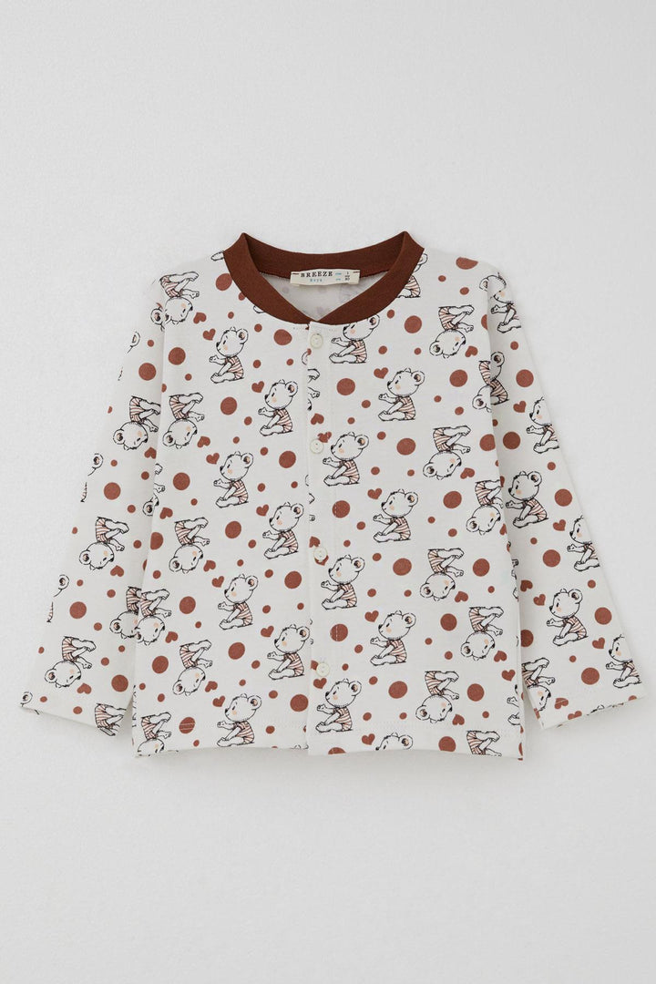 BRE Breeze Baby Boy Pajama Set Baby Cute Bear Patterned 4 Months Year, Ecru - La Louvière
