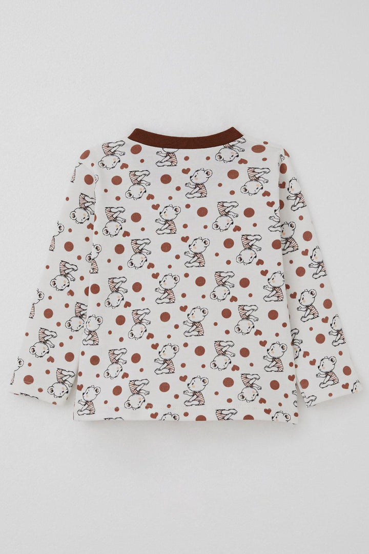 BRE Breeze Baby Boy Pajama Set Baby Cute Bear Patterned 4 Months Year, Ecru - La Louvière