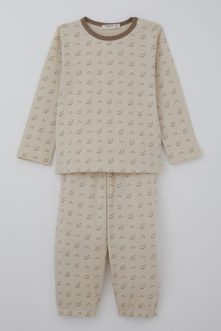 BRE Breeze Baby Boy Pajama Set Patterned Elastic Waist 9 Months-3 Years, Beige - Guilderland