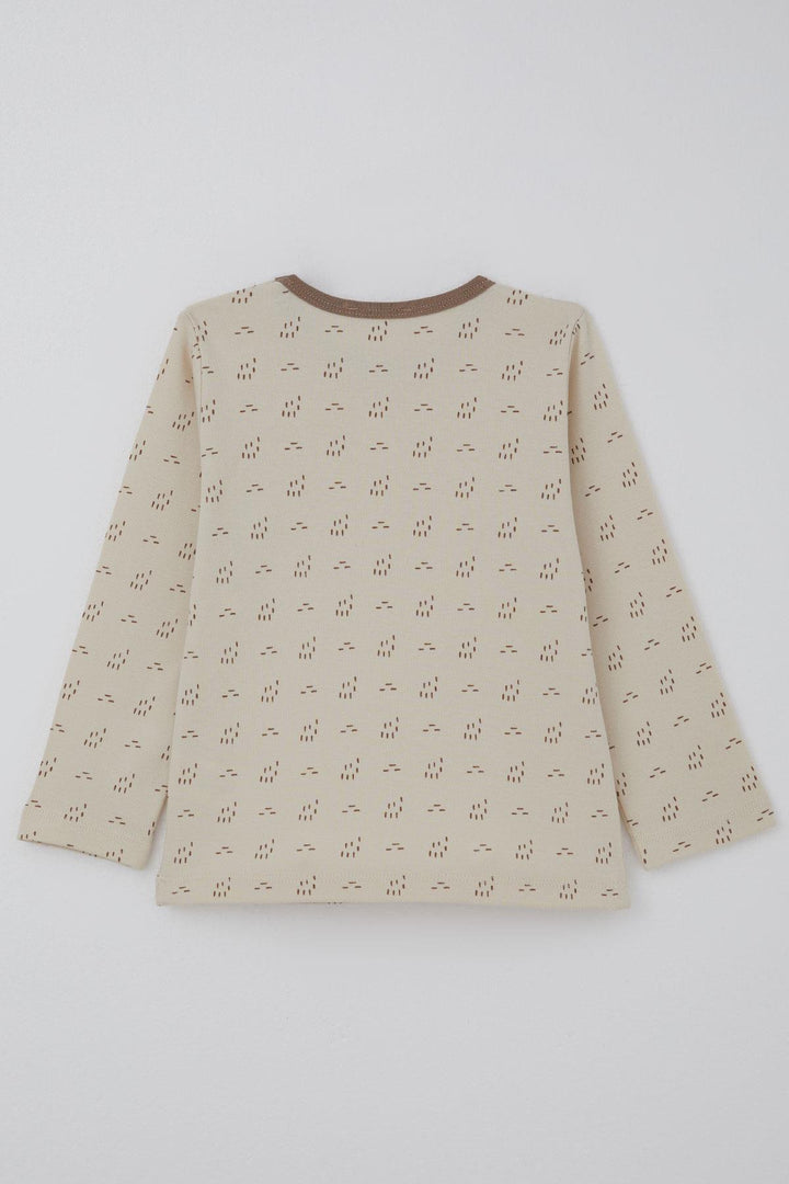 BRE Breeze Baby Boy Pajama Set Patterned Elastic Waist 9 Months-3 Years, Beige - Guilderland