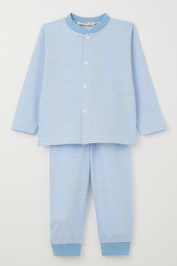 BRE Breeze Baby Boy Pajama Set Patterned Buttoned 4 Months Year, Light Blue - Ponta Delgada