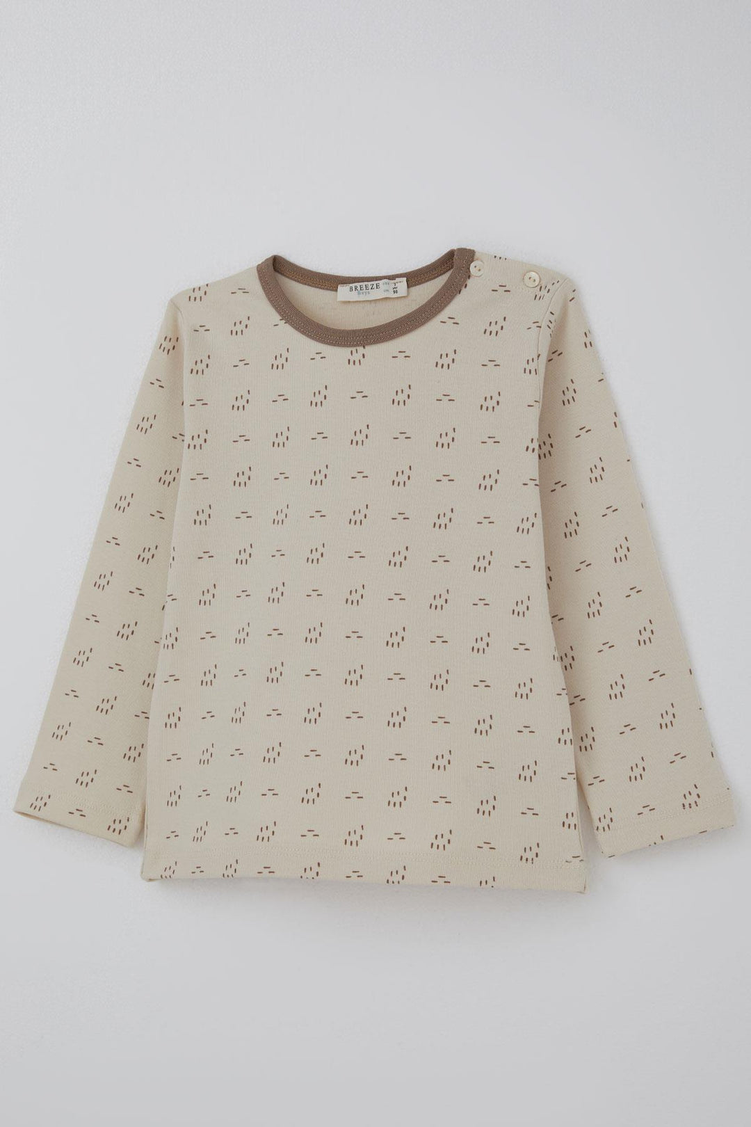 BRE Breeze Baby Boy Pajama Set Patterned Elastic Waist 9 Months-3 Years, Beige - Guilderland