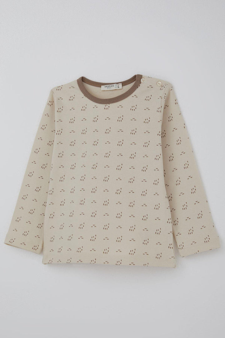 BRE Breeze Baby Boy Pajama Set Patterned Elastic Waist 9 Months-3 Years, Beige - Guilderland