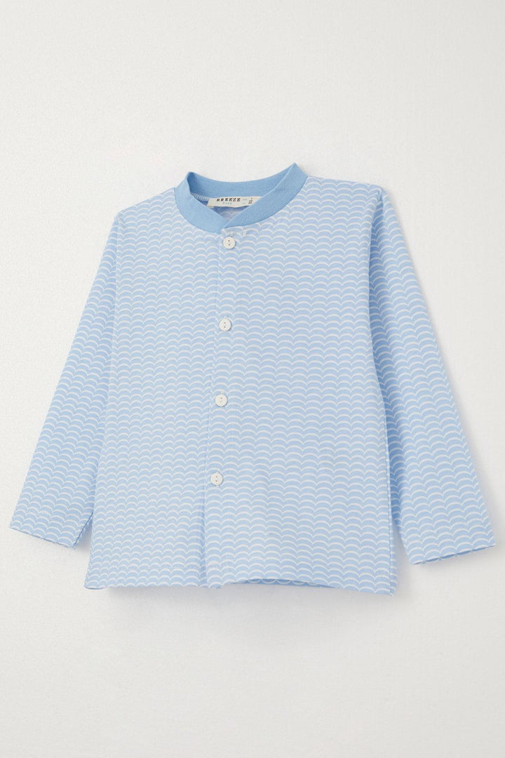 BRE Breeze Baby Boy Pajama Set Patterned Buttoned 4 Months Year, Light Blue - Ponta Delgada