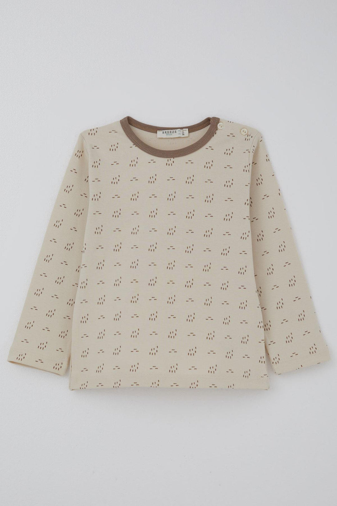 BRE Breeze Baby Boy Pajama Set Patterned Elastic Waist 9 Months-3 Years, Beige - Guilderland