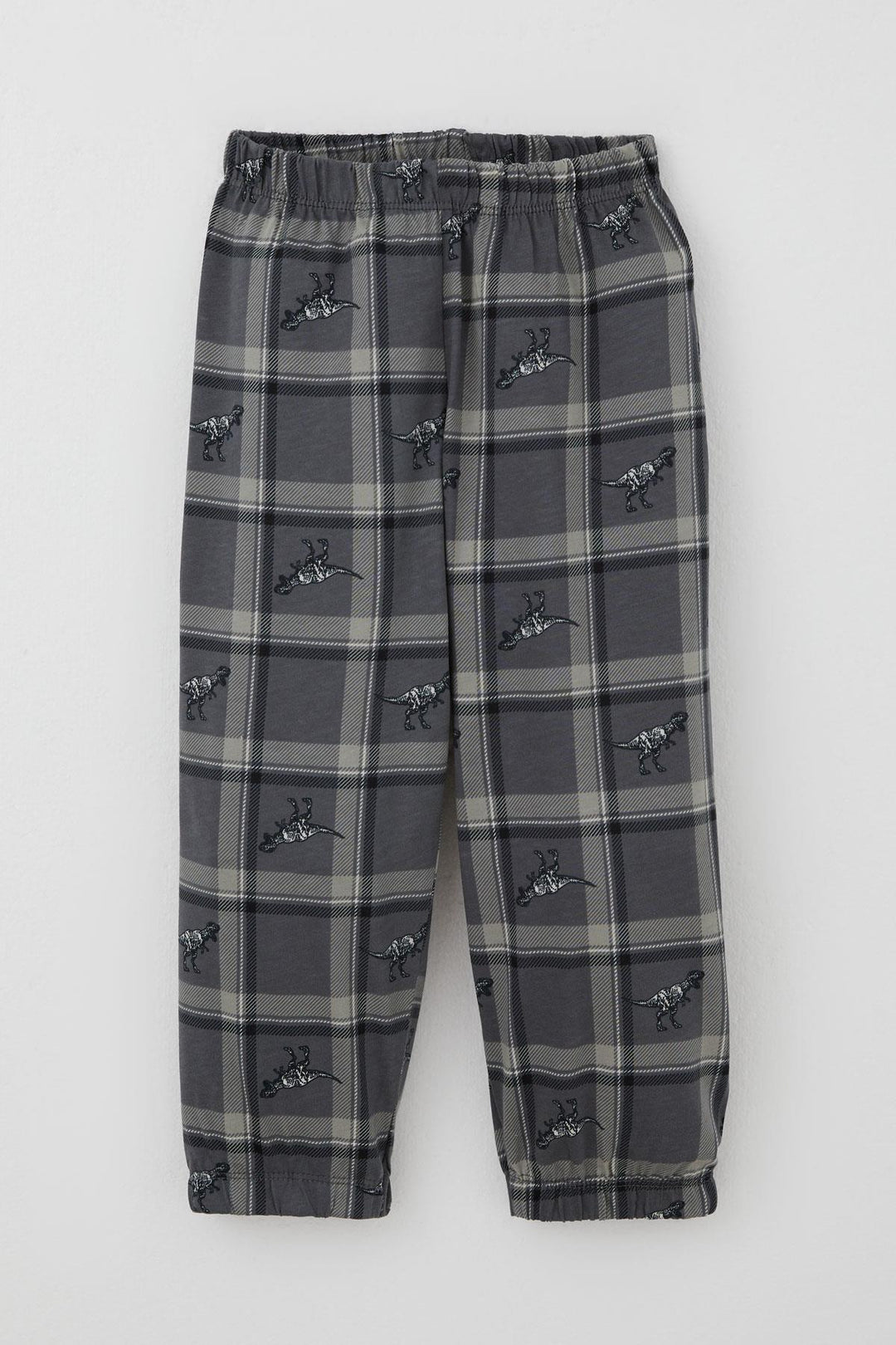 BRE Breeze Erkek Bebek Pijama Takımı Dinozor Krallığı Ekose Desenli 9 Ay-3 Yaş, Gri - Cerignola