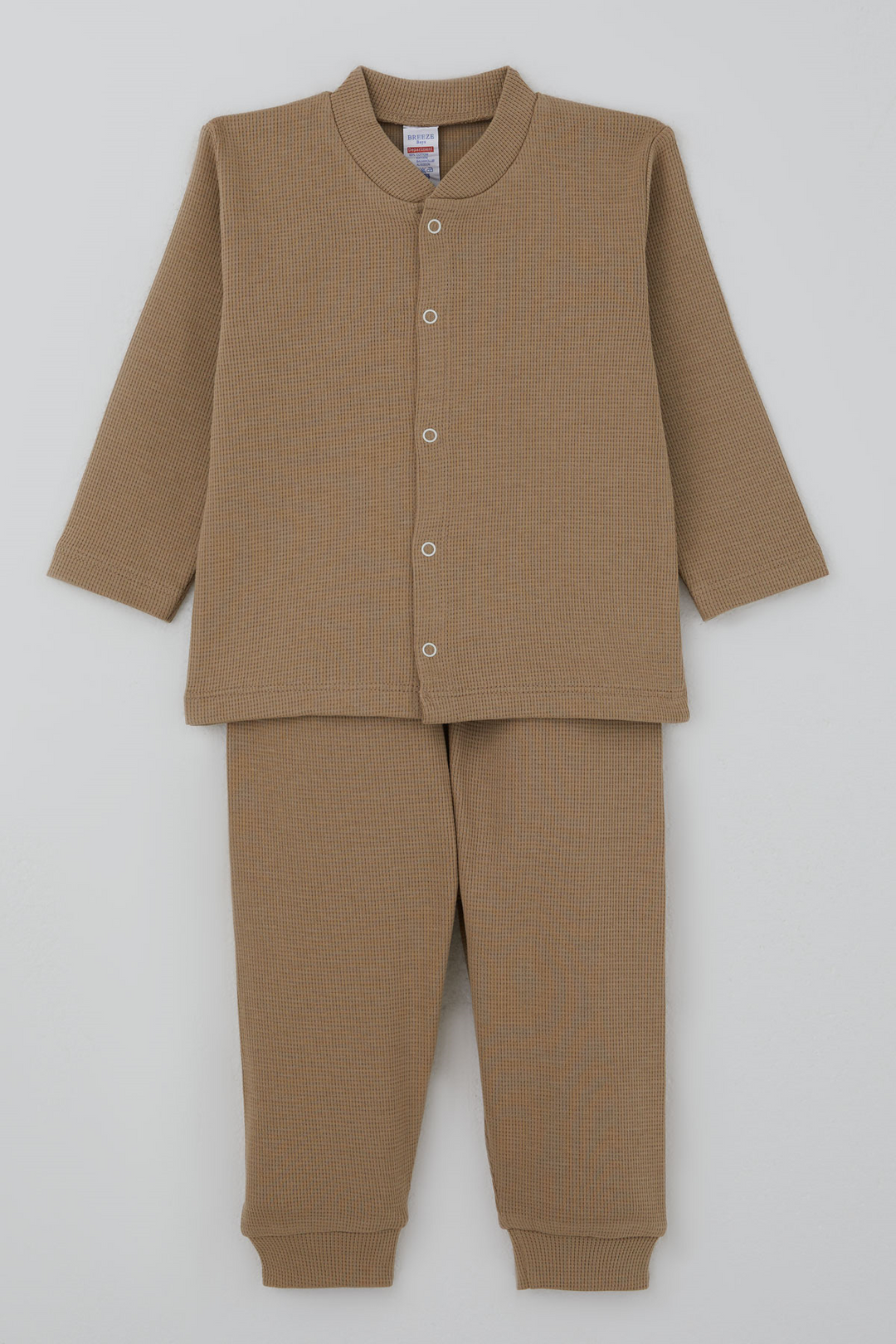 BRE Breeze Erkek Bebek Pijama Takımı Dokulu Önden Çıtçıtlı 4 Ay - 1 Yaş , Açık Kahverengi - Langenhagen