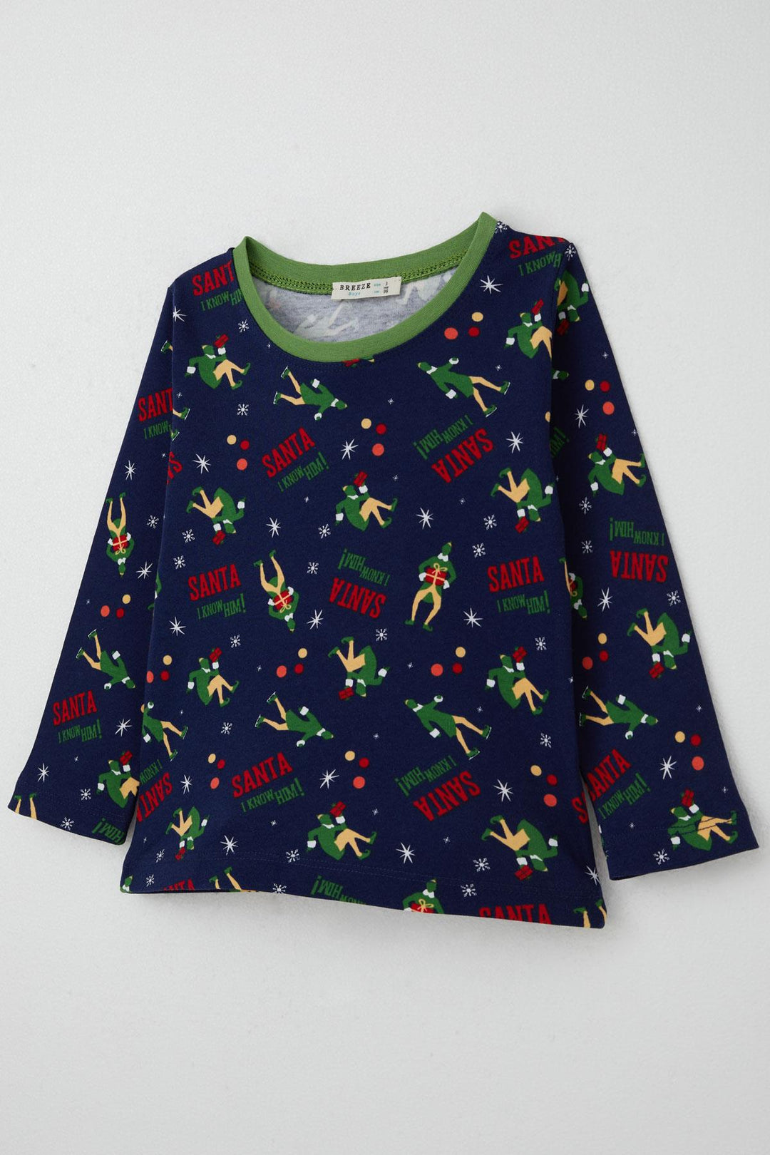 BRE Breeze Baby Boy Pajama Set Fun Santa Claus Patterned 9 Months-3 Years, Navy Blue - Bari