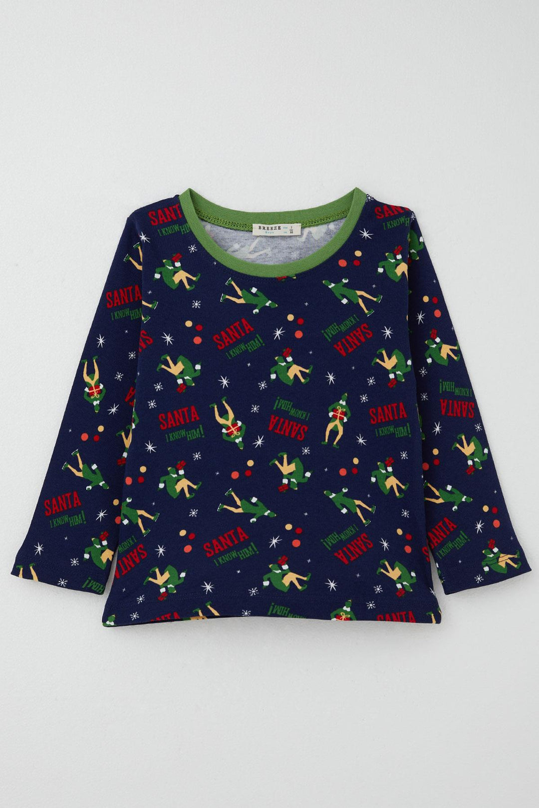 BRE Breeze Baby Boy Pajama Set Fun Santa Claus Patterned 9 Months-3 Years, Navy Blue - Bari