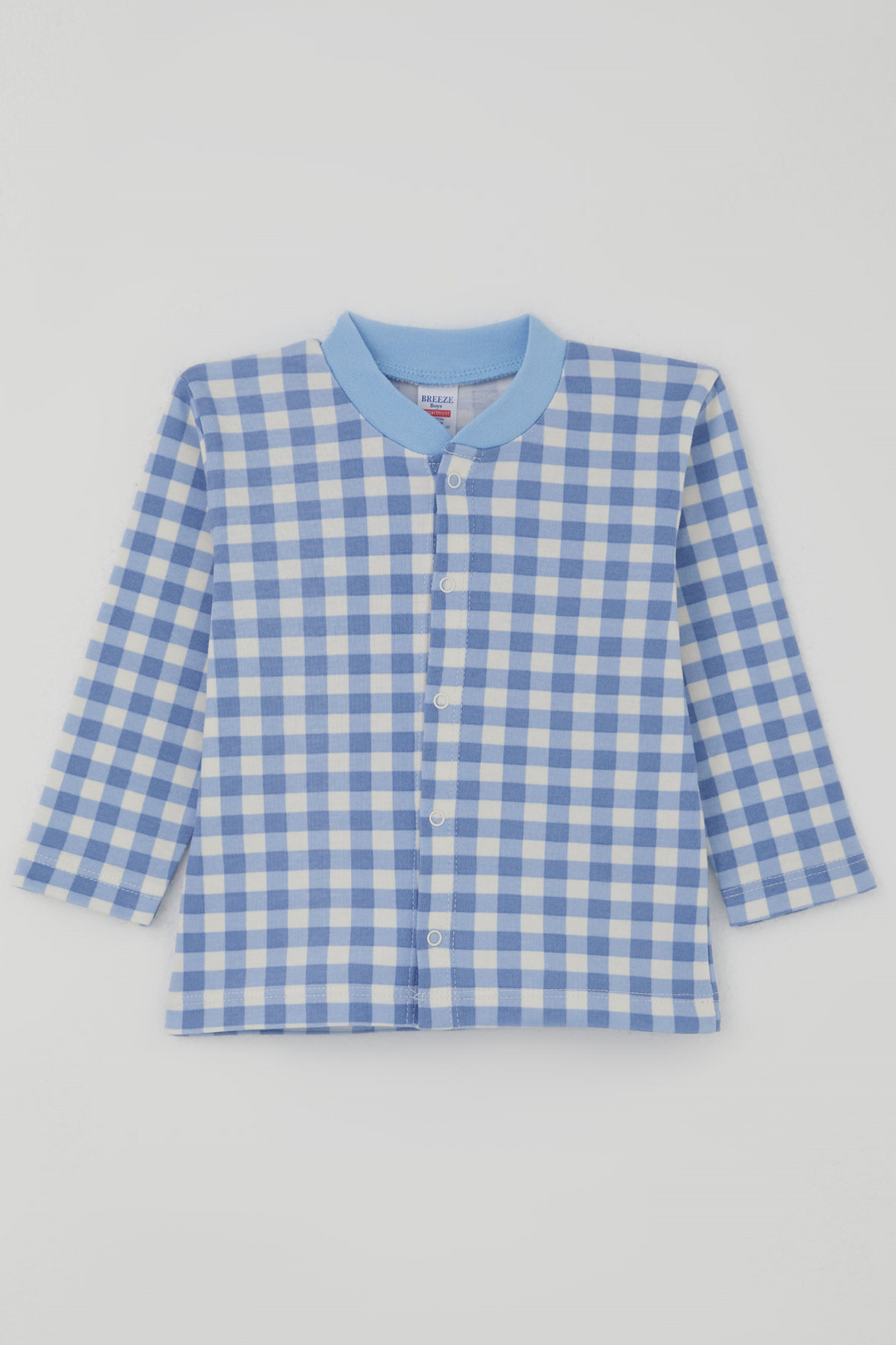BRE Breeze Erkek Bebek Pijama Takımı Ekose Desenli Önden Çıtçıtlı 4 Ay Yaş, Mavi - Cuxhaven