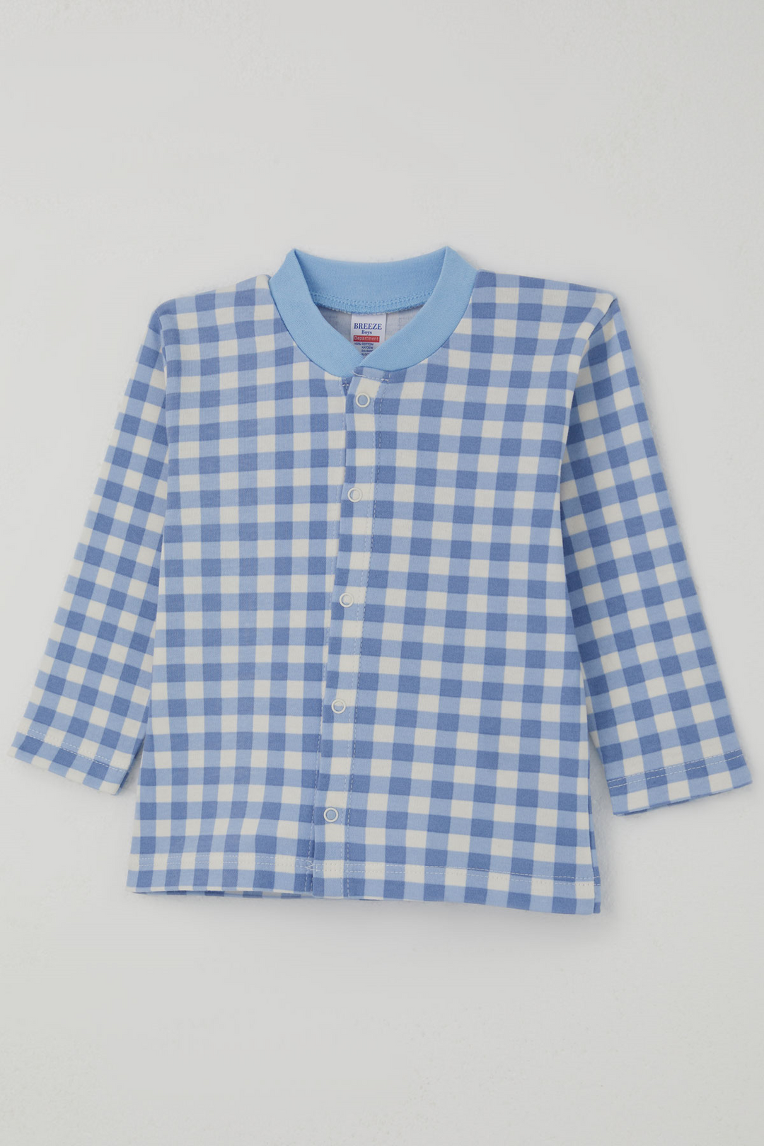 BRE Breeze Erkek Bebek Pijama Takımı Ekose Desenli Önden Çıtçıtlı 4 Ay Yaş, Mavi - Cuxhaven