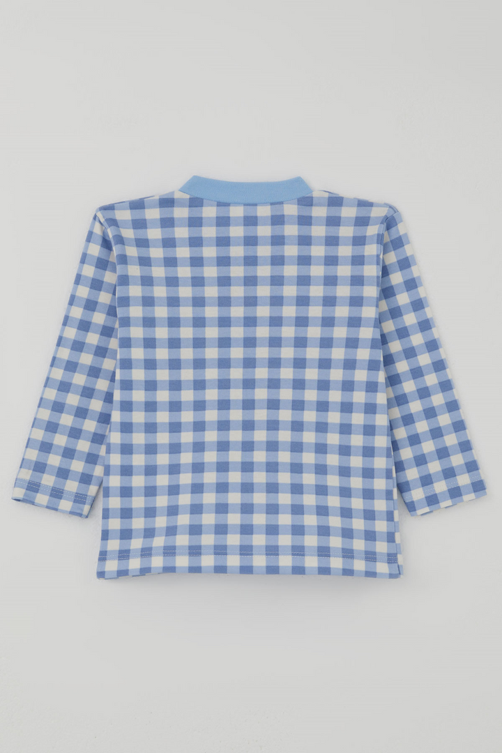 BRE Breeze Erkek Bebek Pijama Takımı Ekose Desenli Önden Çıtçıtlı 4 Ay Yaş, Mavi - Cuxhaven