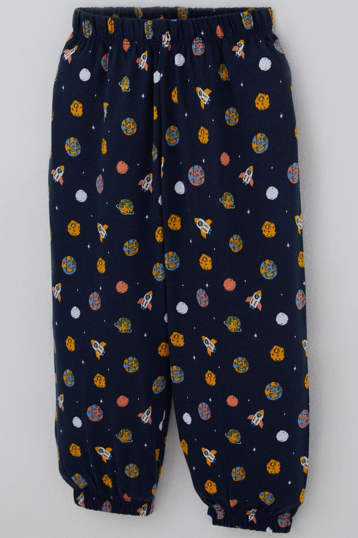 BRE Breeze Erkek Bebek Pijama Takımı Galaksi Temalı 9 Ay-3 Yaş, Lacivert - Flower Mound