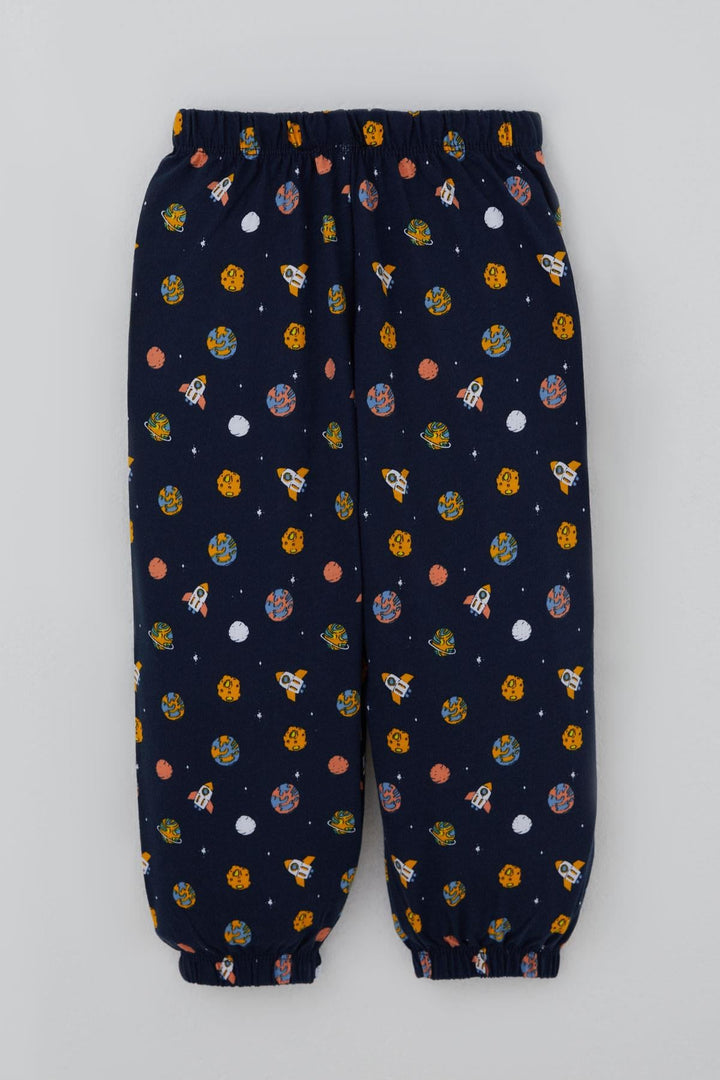 BRE Breeze Erkek Bebek Pijama Takımı Galaksi Temalı 9 Ay-3 Yaş, Lacivert - Flower Mound