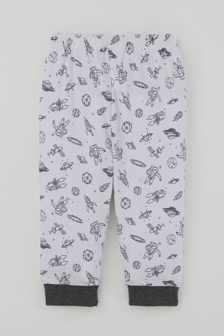 BRE Breeze Erkek Bebek Pijama Takımı Galaksi Temalı Önden Çıtçıtlı 4 Ay - 1 Yaş , Beyaz - Lancaster