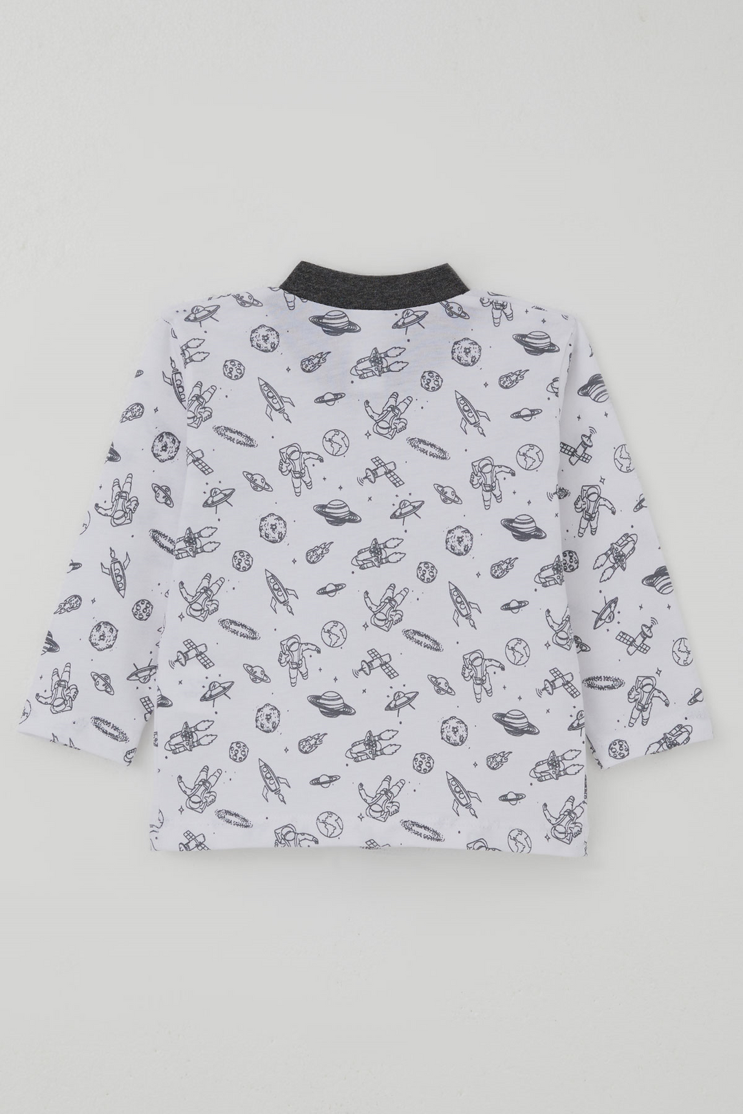 BRE Breeze Erkek Bebek Pijama Takımı Galaksi Temalı Önden Çıtçıtlı 4 Ay - 1 Yaş , Beyaz - Lancaster