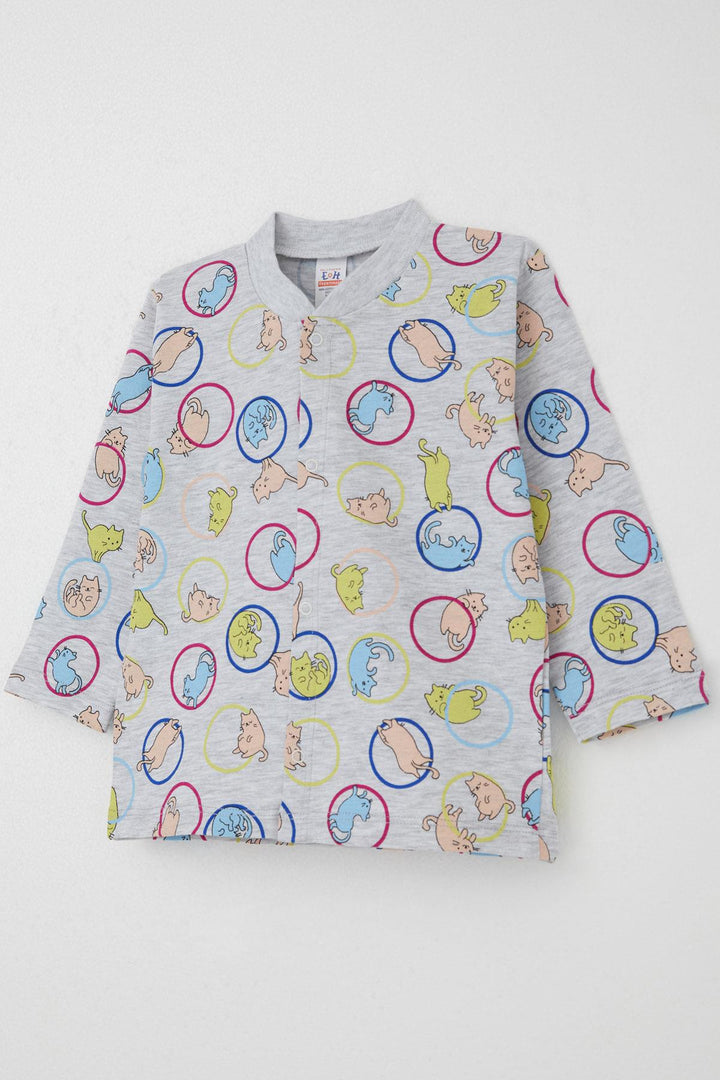 BRE Breeze Baby Boy Pajama Set with Moving Kitten Pattern 4 Months Year, Gray Melange - Bender
