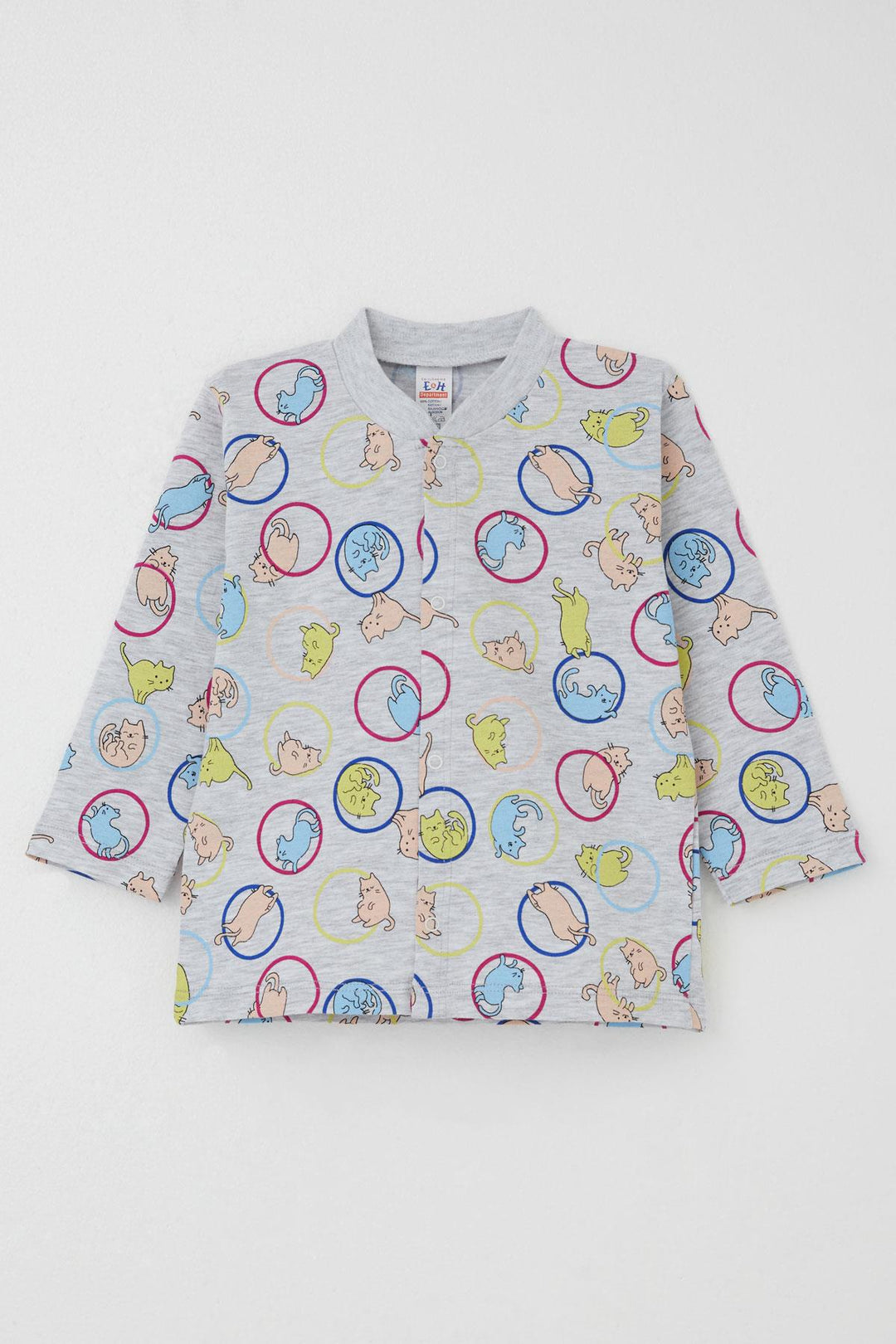BRE Breeze Baby Boy Pajama Set with Moving Kitten Pattern 4 Months Year, Gray Melange - Bender