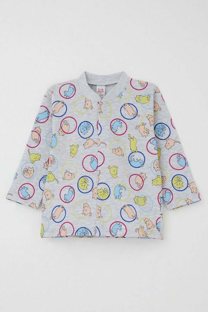 BRE Breeze Baby Boy Pajama Set with Moving Kitten Pattern 4 Months Year, Gray Melange - Bender