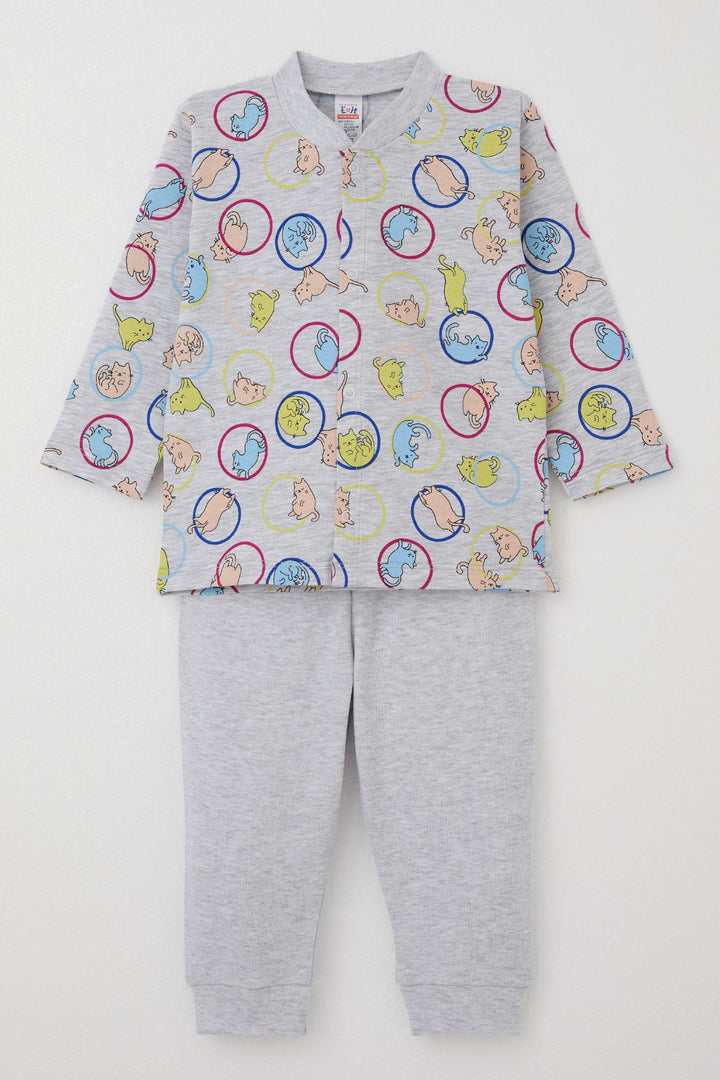 BRE Breeze Baby Boy Pajama Set with Moving Kitten Pattern 4 Months Year, Gray Melange - Bender