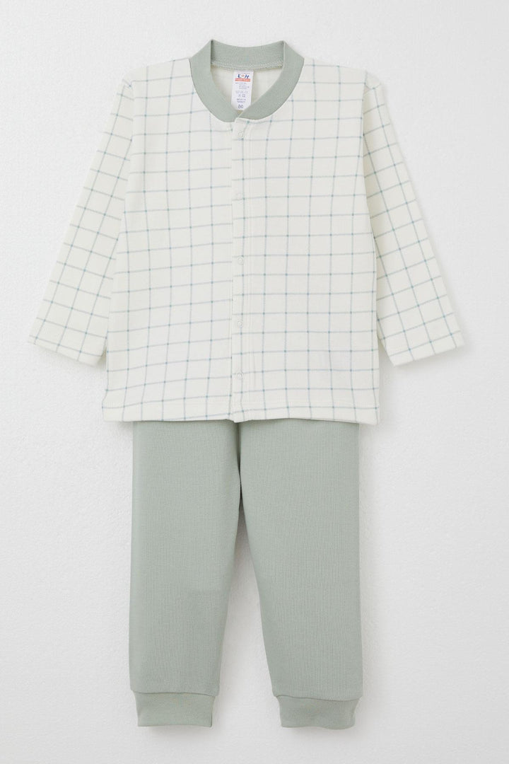 BRE Breeze Baby Boy Pajama Set Square Patterned 4 Months Year, Ecru - Créteil