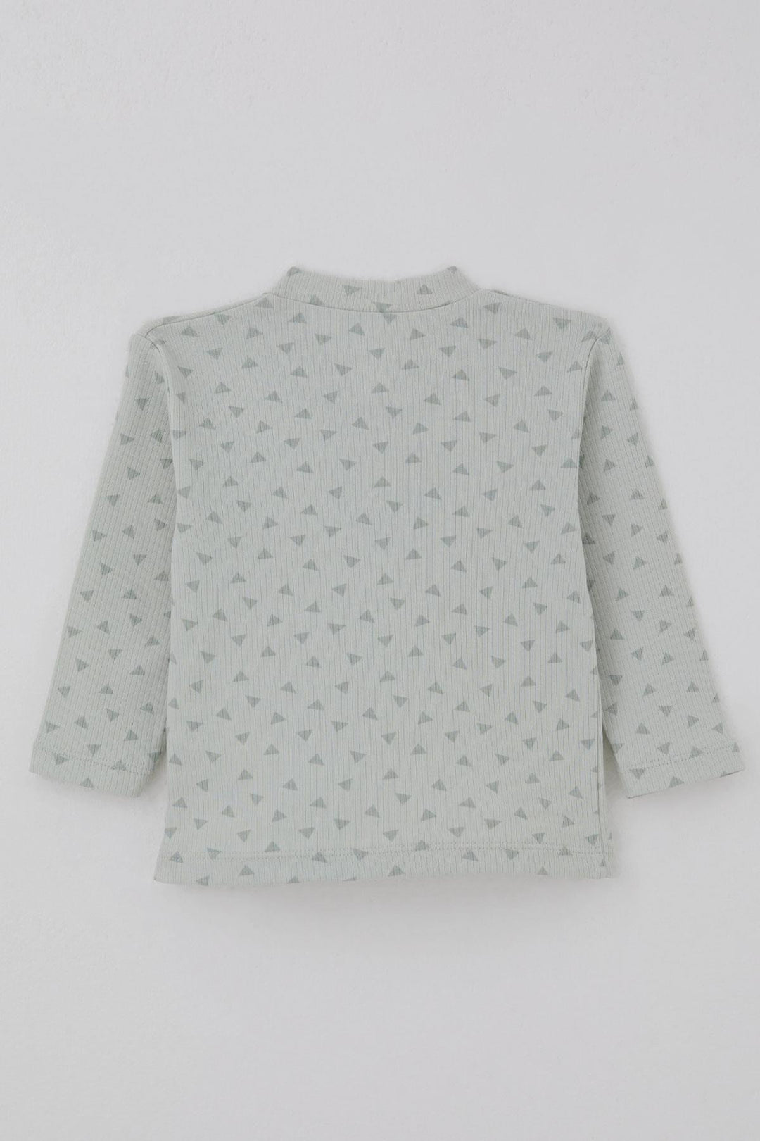 BRE Breeze Erkek Bebek Pijama Takımı Mini Üçgenler Desenli Önden Çıtçıtlı 4 Ay Yaş, Su Yeşili - Laredo