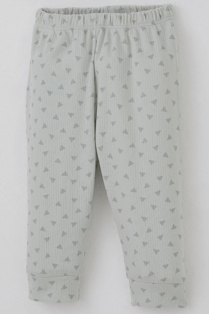 BRE Breeze Erkek Bebek Pijama Takımı Mini Üçgenler Desenli Önden Çıtçıtlı 4 Ay Yaş, Su Yeşili - Laredo