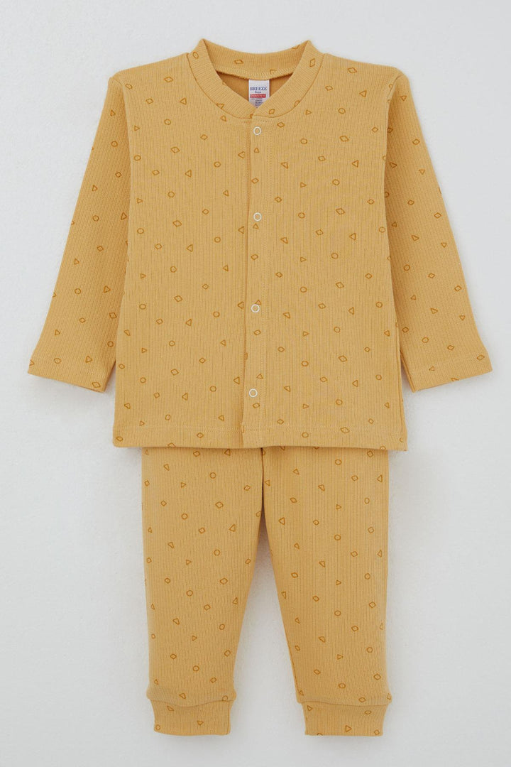 BRE Breeze Baby Boy Pajama Set Mini Geometric Shapes 4 Months Year, Mustard Yellow - Overland Park