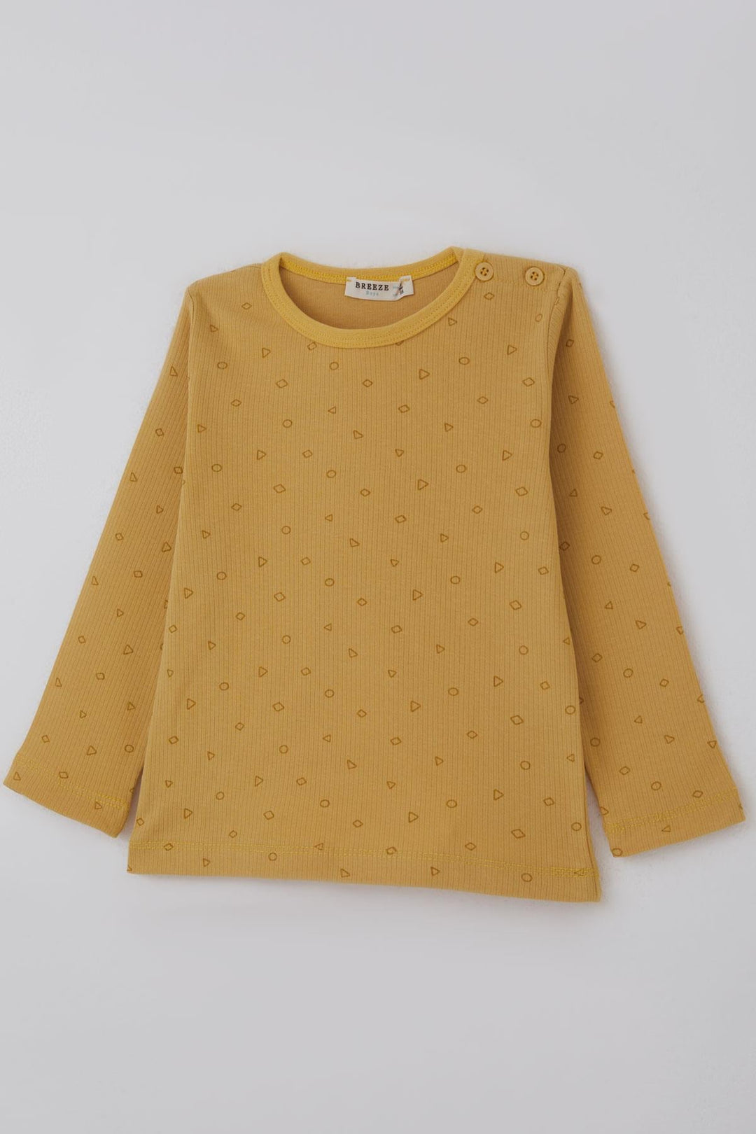 BRE Breeze Erkek Bebek Pijama Takımı Minik Geometrik Desenler 9 Ay-3 Yaş, Hardal Sarı - Hoddesdon