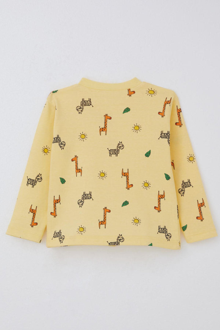 BRE Breeze Baby Boy Pajama Set Tiny Safari Themed Animal Patterned 4 Months Year, Yellow - Rexburg