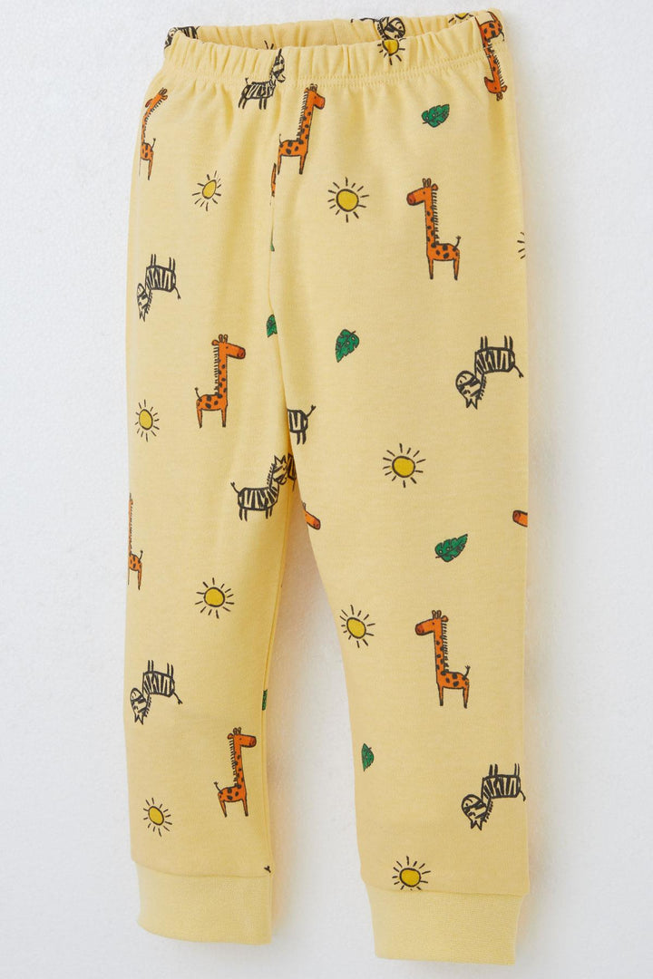BRE Breeze Baby Boy Pajama Set Tiny Safari Themed Animal Patterned 4 Months Year, Yellow - Rexburg