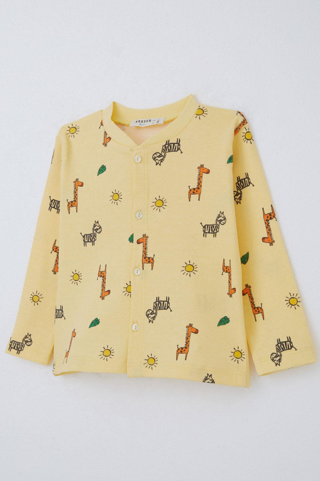 BRE Breeze Baby Boy Pajama Set Tiny Safari Themed Animal Patterned 4 Months Year, Yellow - Rexburg