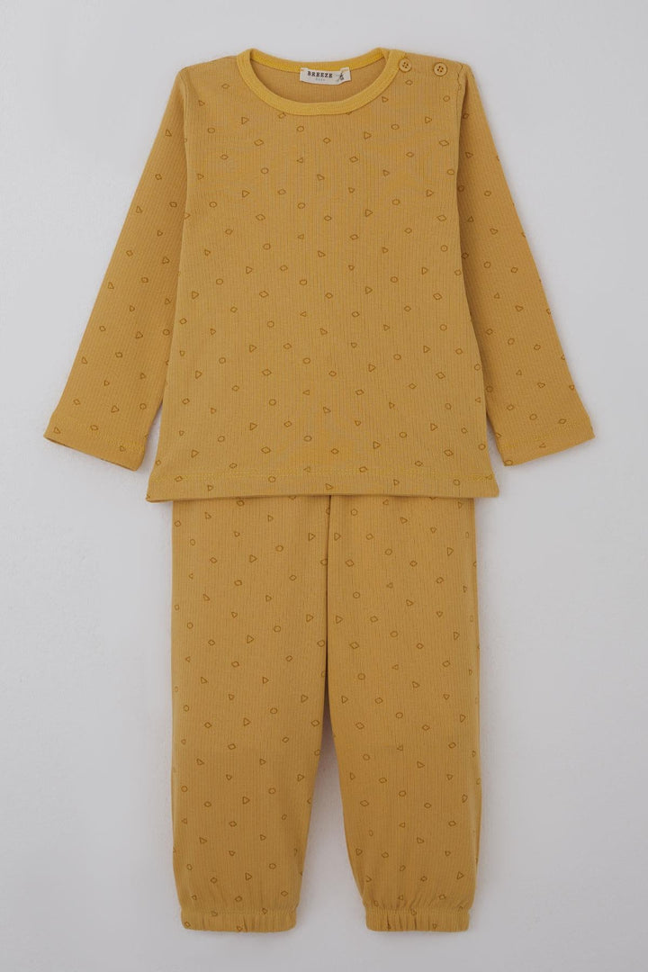 BRE Breeze Erkek Bebek Pijama Takımı Minik Geometrik Desenler 9 Ay-3 Yaş, Hardal Sarı - Hoddesdon