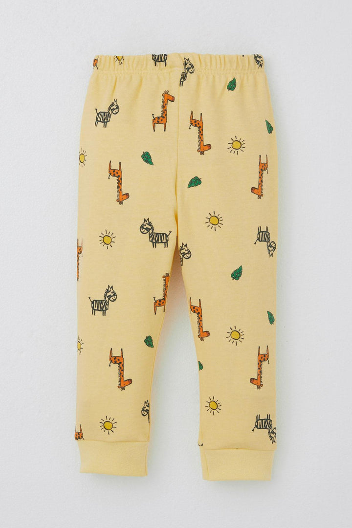 BRE Breeze Baby Boy Pajama Set Tiny Safari Themed Animal Patterned 4 Months Year, Yellow - Rexburg