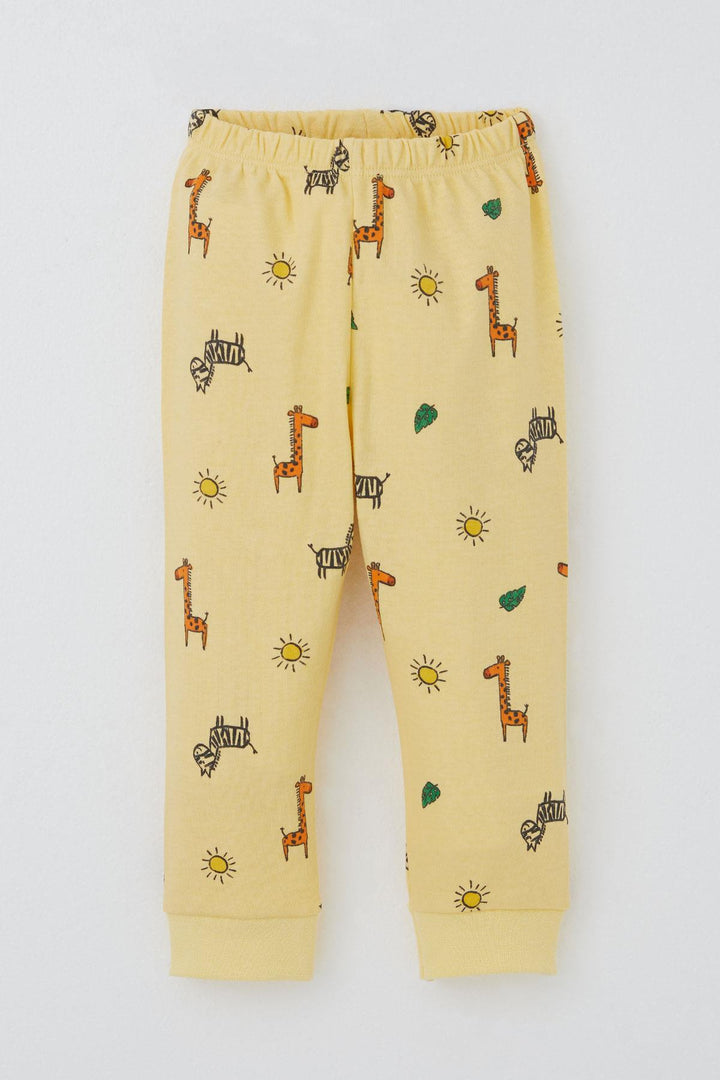 BRE Breeze Baby Boy Pajama Set Tiny Safari Themed Animal Patterned 4 Months Year, Yellow - Rexburg