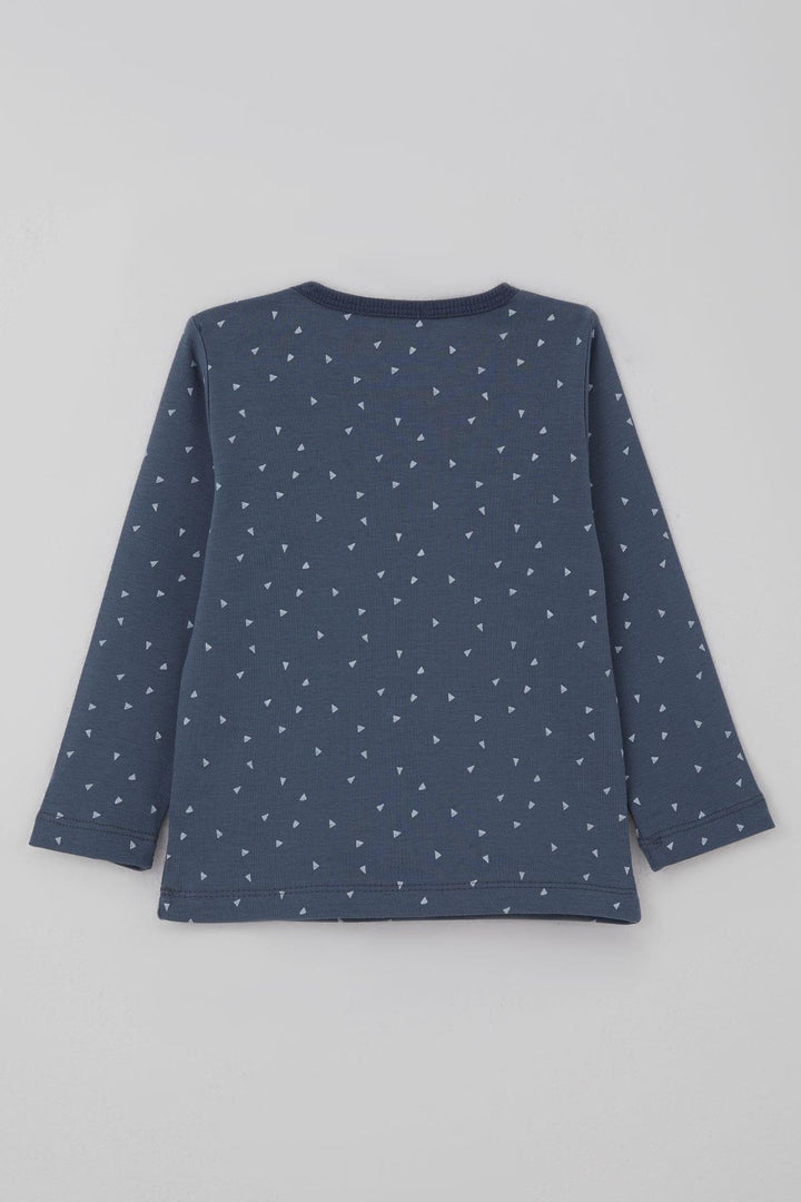 BRE Breeze Erkek Bebek Pijama Takımı Minik Üçgenler Desenli 9 Ay-3 Yaş, Füme - Denton