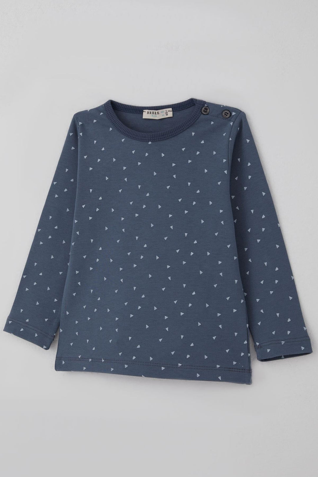 BRE Breeze Erkek Bebek Pijama Takımı Minik Üçgenler Desenli 9 Ay-3 Yaş, Füme - Denton