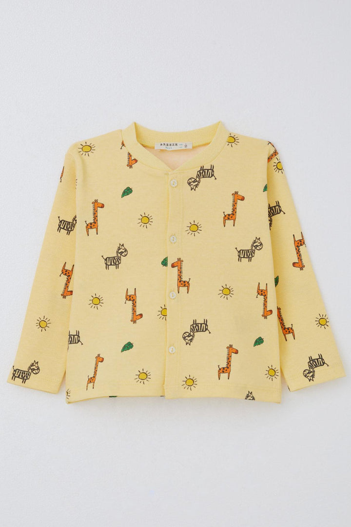 BRE Breeze Baby Boy Pajama Set Tiny Safari Themed Animal Patterned 4 Months Year, Yellow - Rexburg