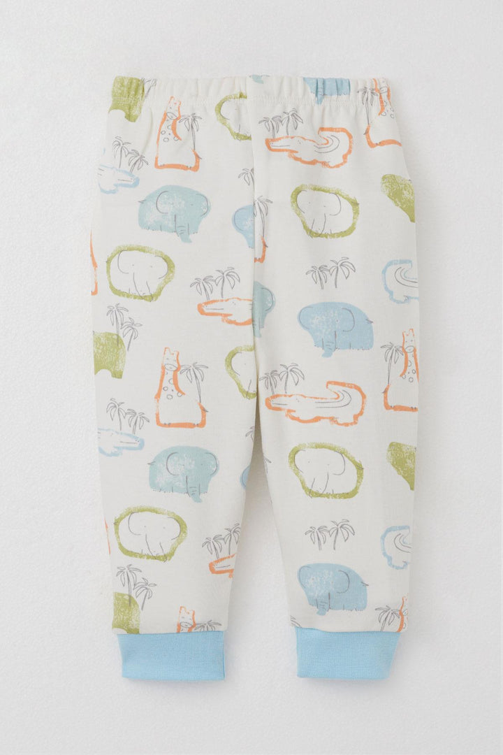 BRE Breeze Baby Boy Pajama Set Shoulder Buttoned Safari Themed Animal Patterned 4 Months Year, Beige - Sahuayo de Morelos
