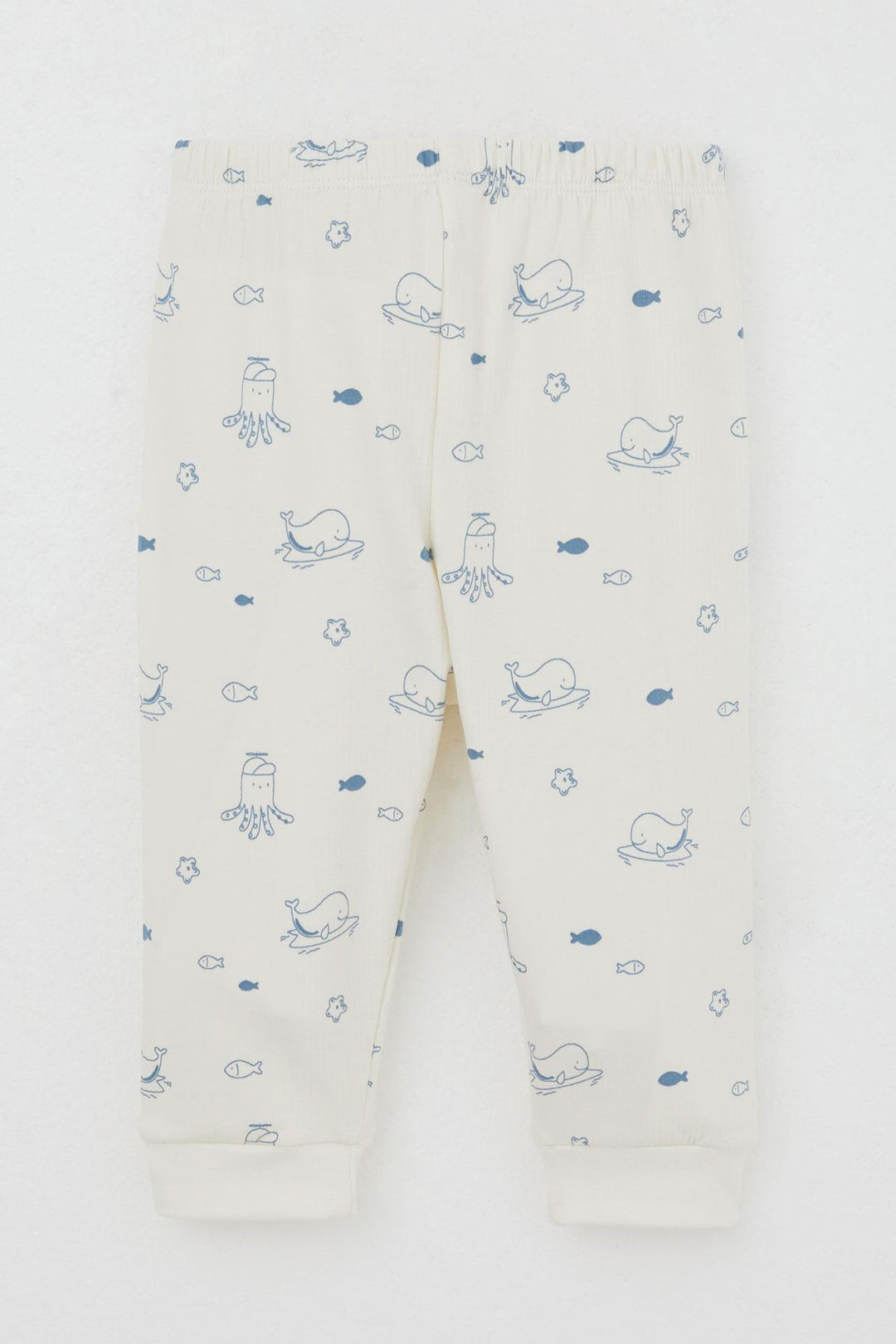 BRE Breeze Baby Boy Pyjama Set Shoulder Buttoned Cute Sea Animals Patterned 4 Months Year, Cream - Rochester