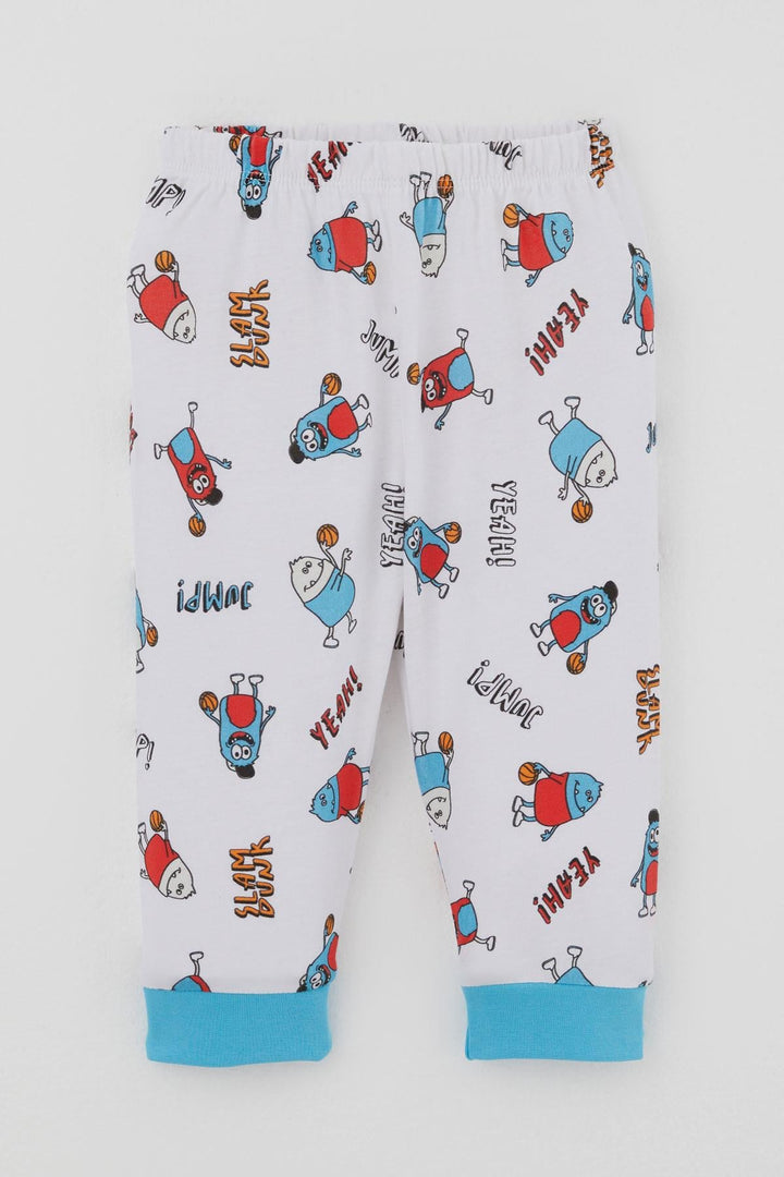 BRE Breeze Erkek Bebek Pijama Takımı Omuzdan Patlı Mini Basket Yıldızı 4 Ay Yaş, Beyaz - Red Deer