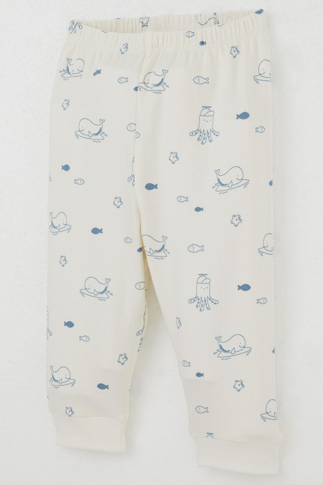 BRE Breeze Baby Boy Pyjama Set Shoulder Buttoned Cute Sea Animals Patterned 4 Months Year, Cream - Rochester