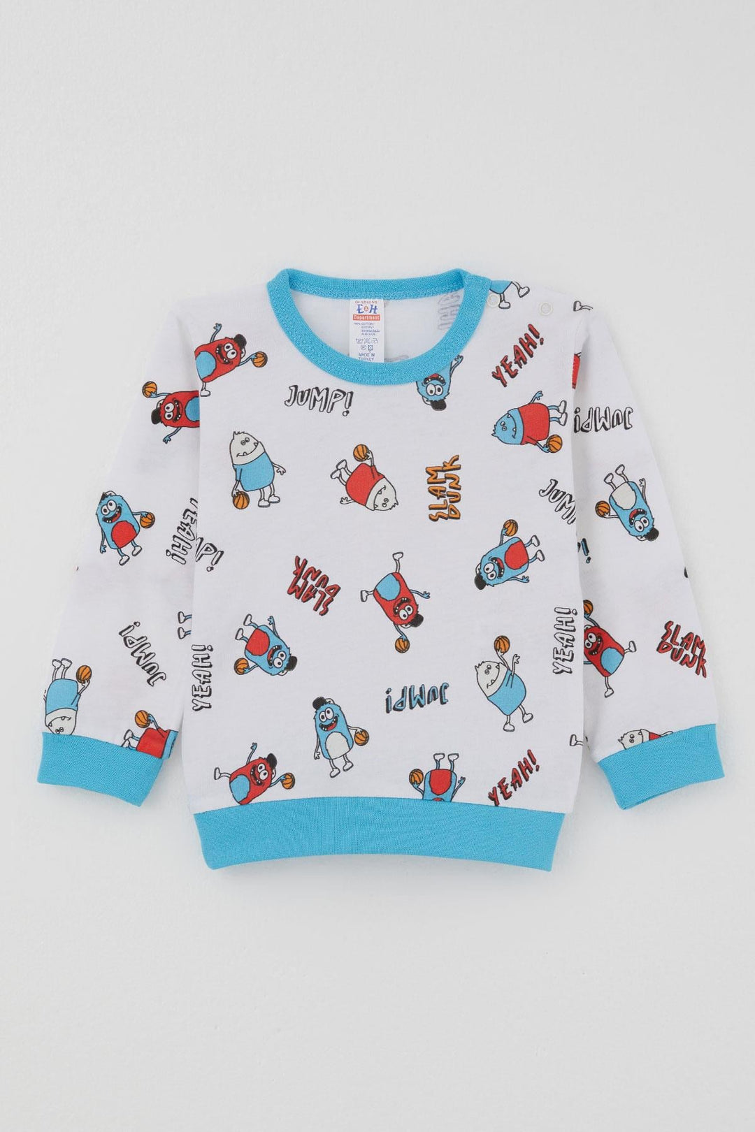 BRE Breeze Erkek Bebek Pijama Takımı Omuzdan Patlı Mini Basket Yıldızı 4 Ay Yaş, Beyaz - Red Deer