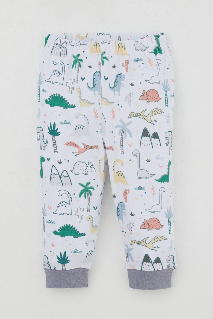 BRE Breeze Baby Boy Sweat Suit with Shoulder Snap Cute Dinosaurs Pattern 4 Months Year, White - Hounslow