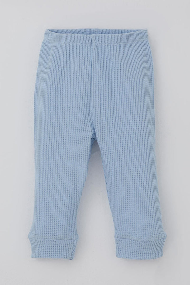 BRE Breeze Baby Boy Pyjama Set Shoulder Buttoned Kangaroo Pocket Smiley Face Embroidered 4 Months Year, Light Blue - Görlitz