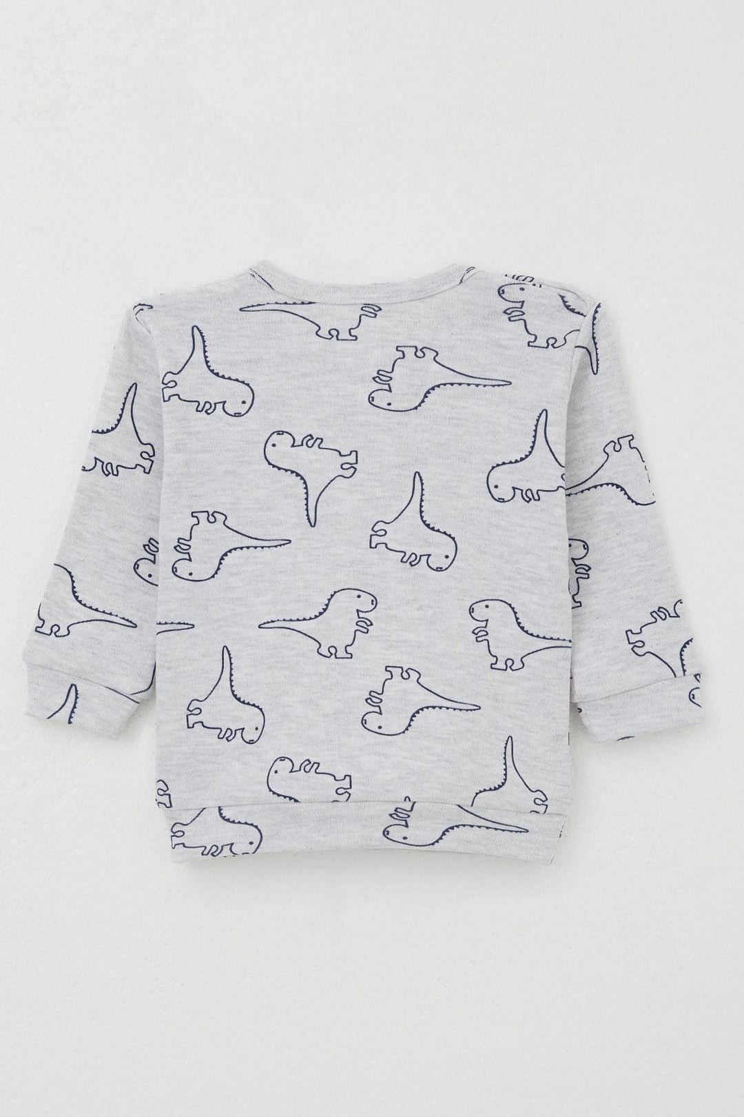 BRE Breeze Baby Boy Pajama Set with Shoulder Snap Cute Dinosaur Patterned 4 Months Year, Light Grey Melange - Heroica Caborca