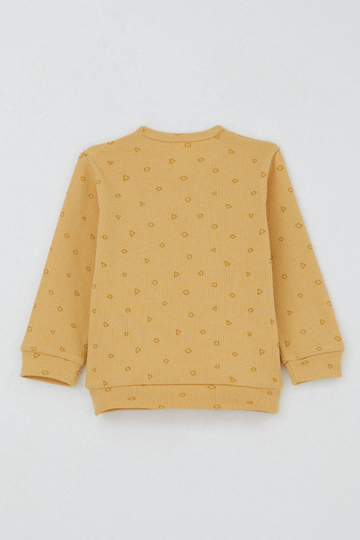 BRE Breeze Baby Boy Pyjama Set Shoulder Buttoned Mini Geometric Shapes 4 Months Year, Mustard Yellow - Antwerp