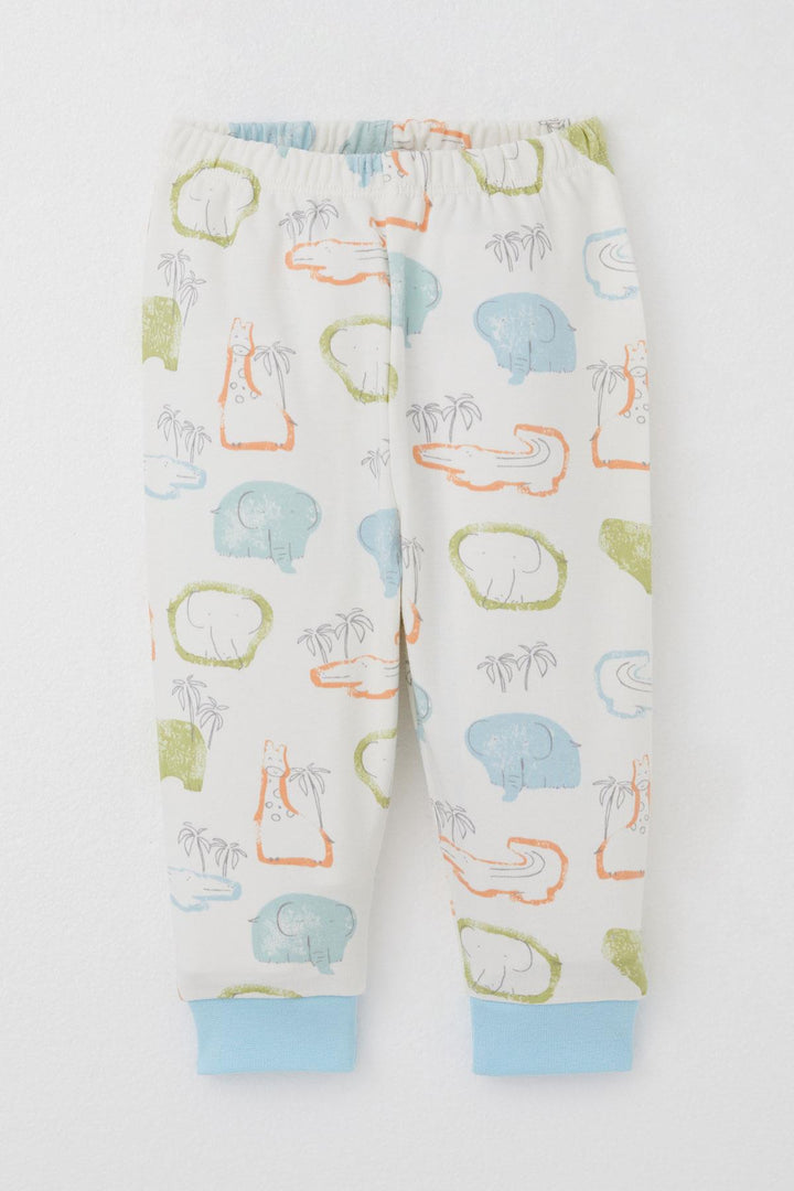 BRE Breeze Baby Boy Pajama Set Shoulder Buttoned Safari Themed Animal Patterned 4 Months Year, Beige - Sahuayo de Morelos