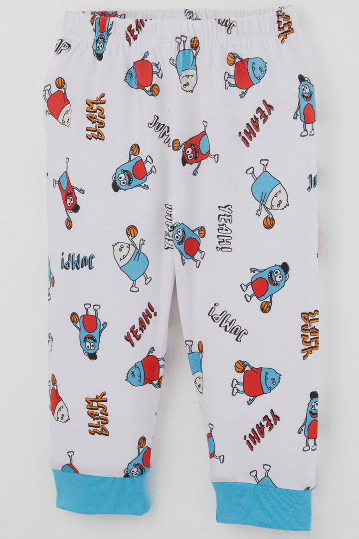 BRE Breeze Erkek Bebek Pijama Takımı Omuzdan Patlı Mini Basket Yıldızı 4 Ay Yaş, Beyaz - Red Deer